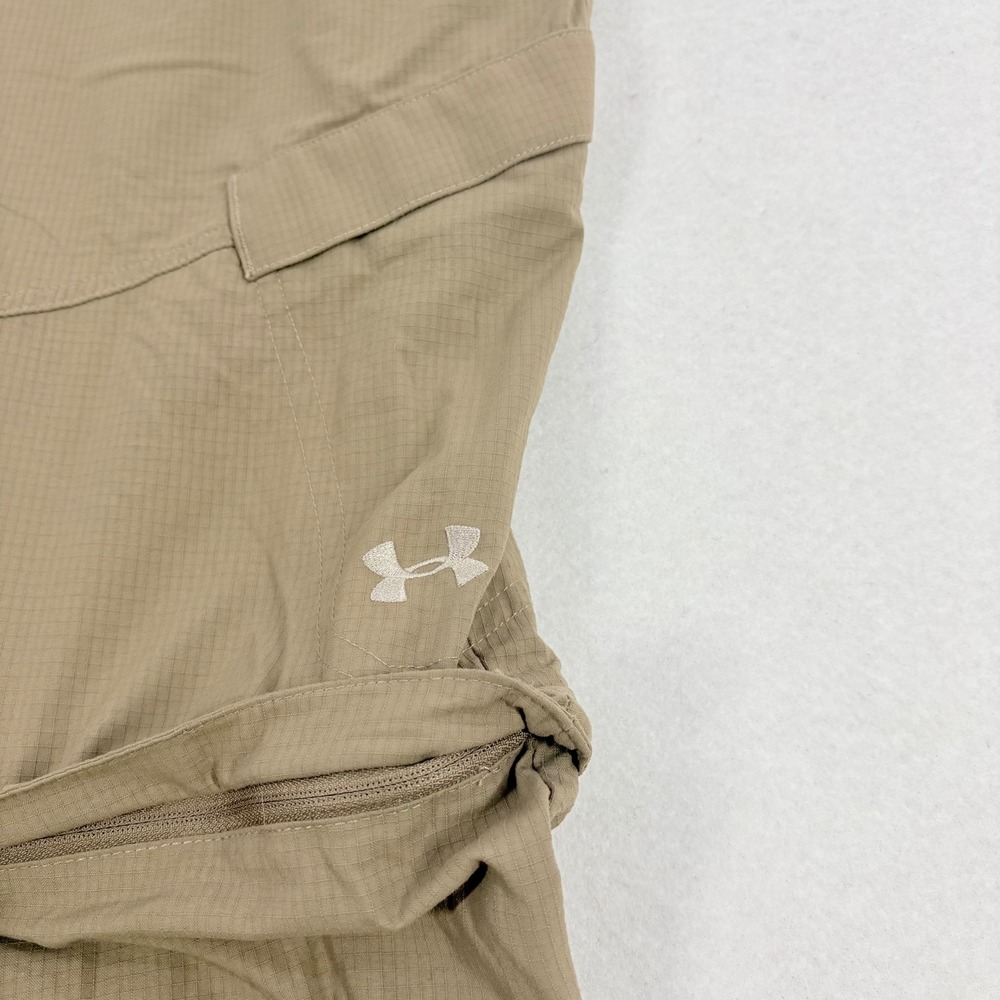 Under Armour Convertible Cargo Pants Mens 38 Brown HeatGear Ripstop Hiking - Picture 3 of 8